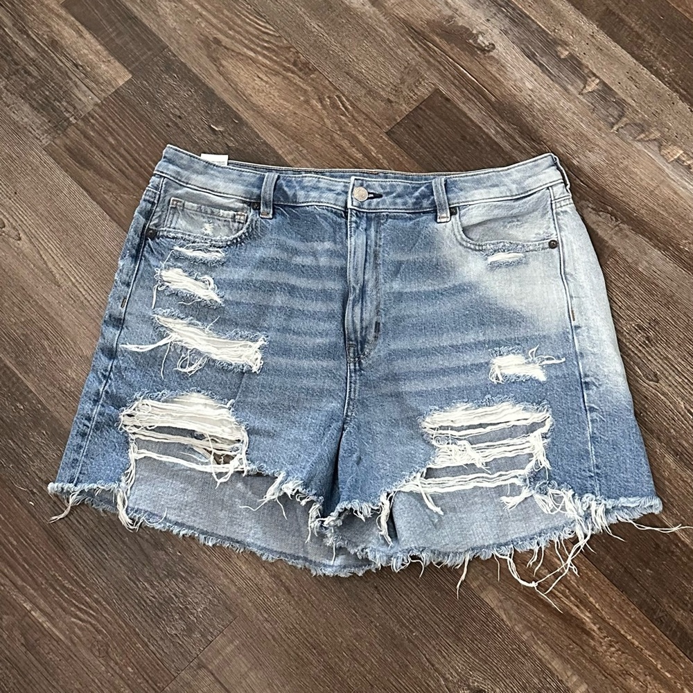 American Eagle Outfitters Light Blue Distressed Jean Shorts